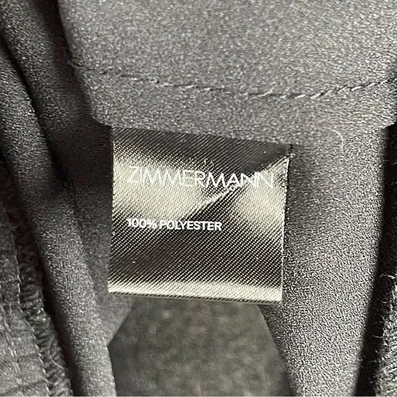 Zimmermann Black Pleated 3/4 Sleeve Crepe Swing Blouse Women’s Size 0/XS - Picture 4 of 6